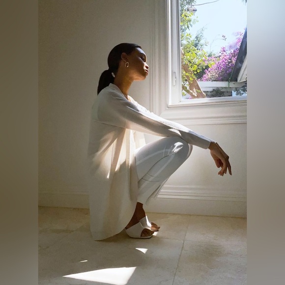 Aritzia Babaton Tan Open Front Lucida Lightweight Cardigan Sweater Women's Large - Picture 11 of 11